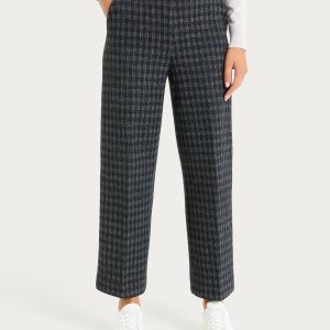 Pantalone ampio alla caviglia in Eco Jacquard misto lana - Fant.Nero