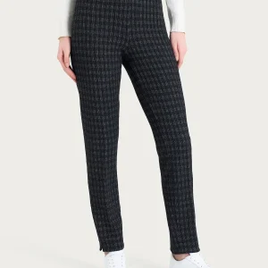 Pantalone a sigaretta con spacchetti in Eco Jacquard misto lana - Fant.Nero