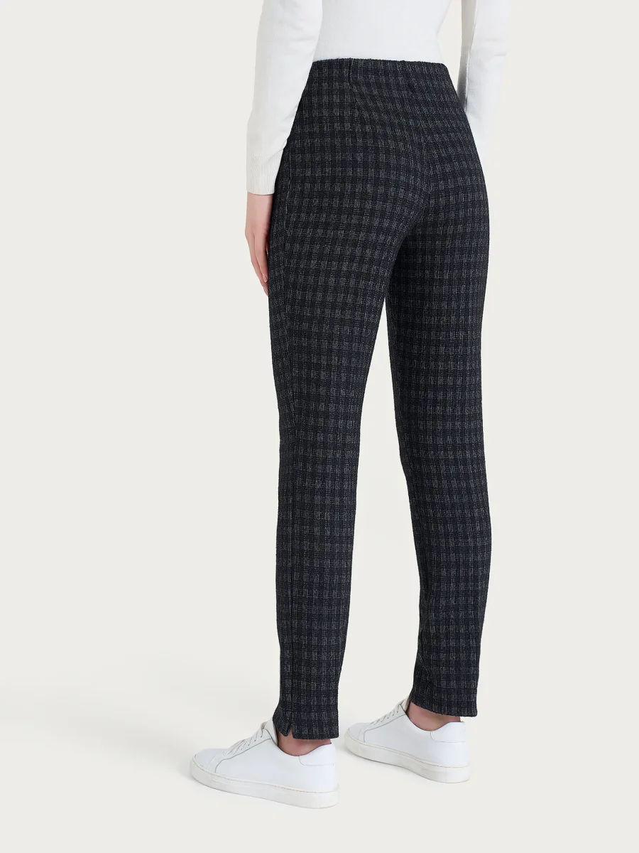 Pantalone a sigaretta con spacchetti in Eco Jacquard misto lana - Fant.Nero - immagine 3