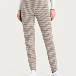 Pantalone a sigaretta con spacchetti in Eco Jacquard misto lana - Fant. Pine Bark