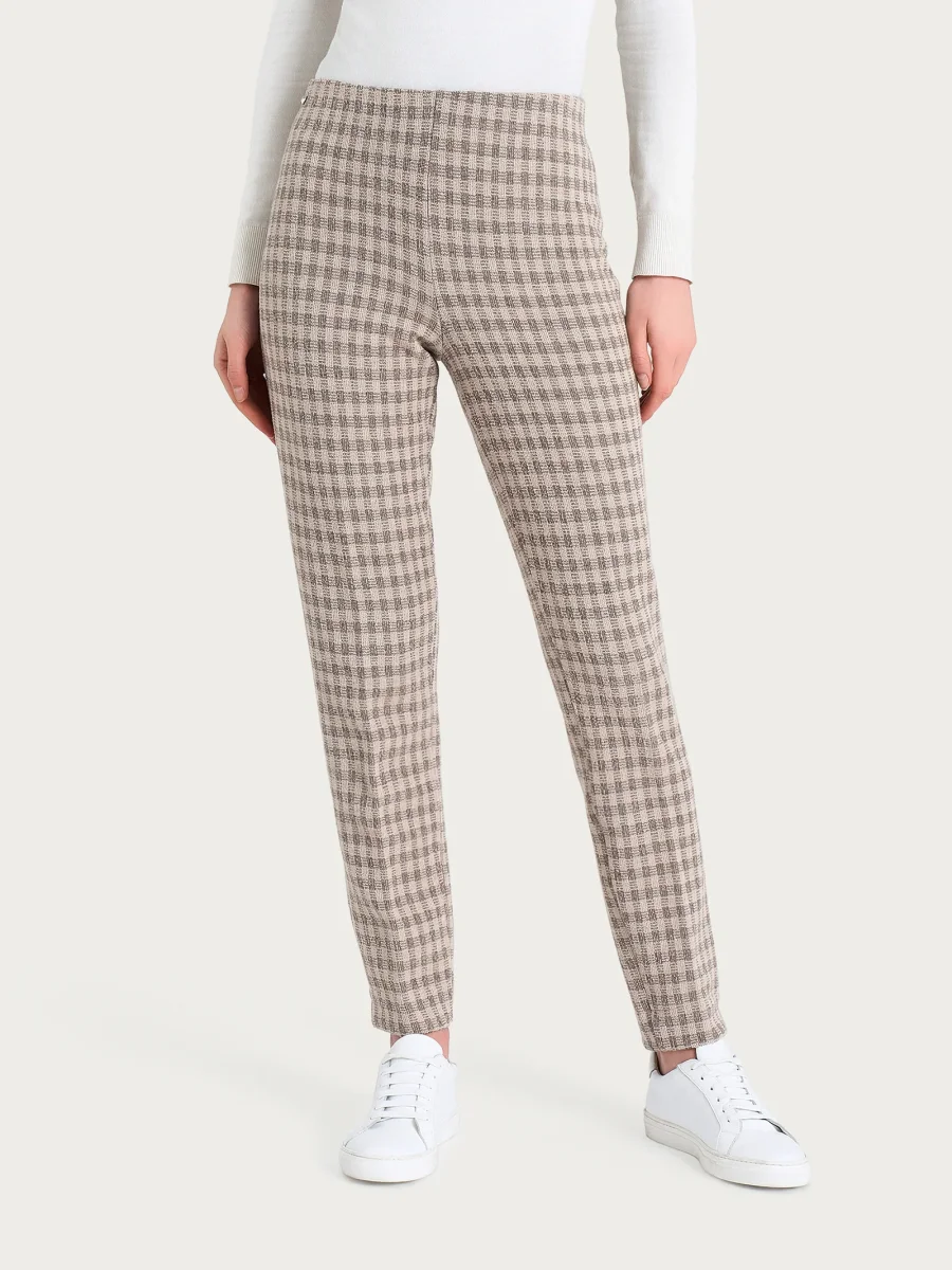 Pantalone a sigaretta con spacchetti in Eco Jacquard misto lana - Fant. Pine Bark - immagine 2