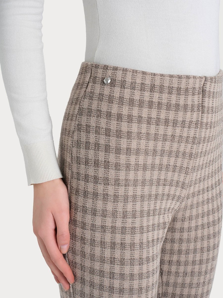 Pantalone a sigaretta con spacchetti in Eco Jacquard misto lana - Fant. Pine Bark - immagine 4