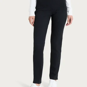 Pantalone a sigaretta con spacchetti in Eco Jacquard - Nero