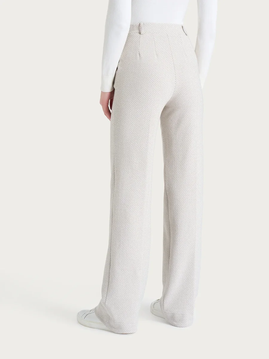 Pantalone in fantasia ampio con tasche in Eco Jacquard - Fant.Avorio - immagine 3