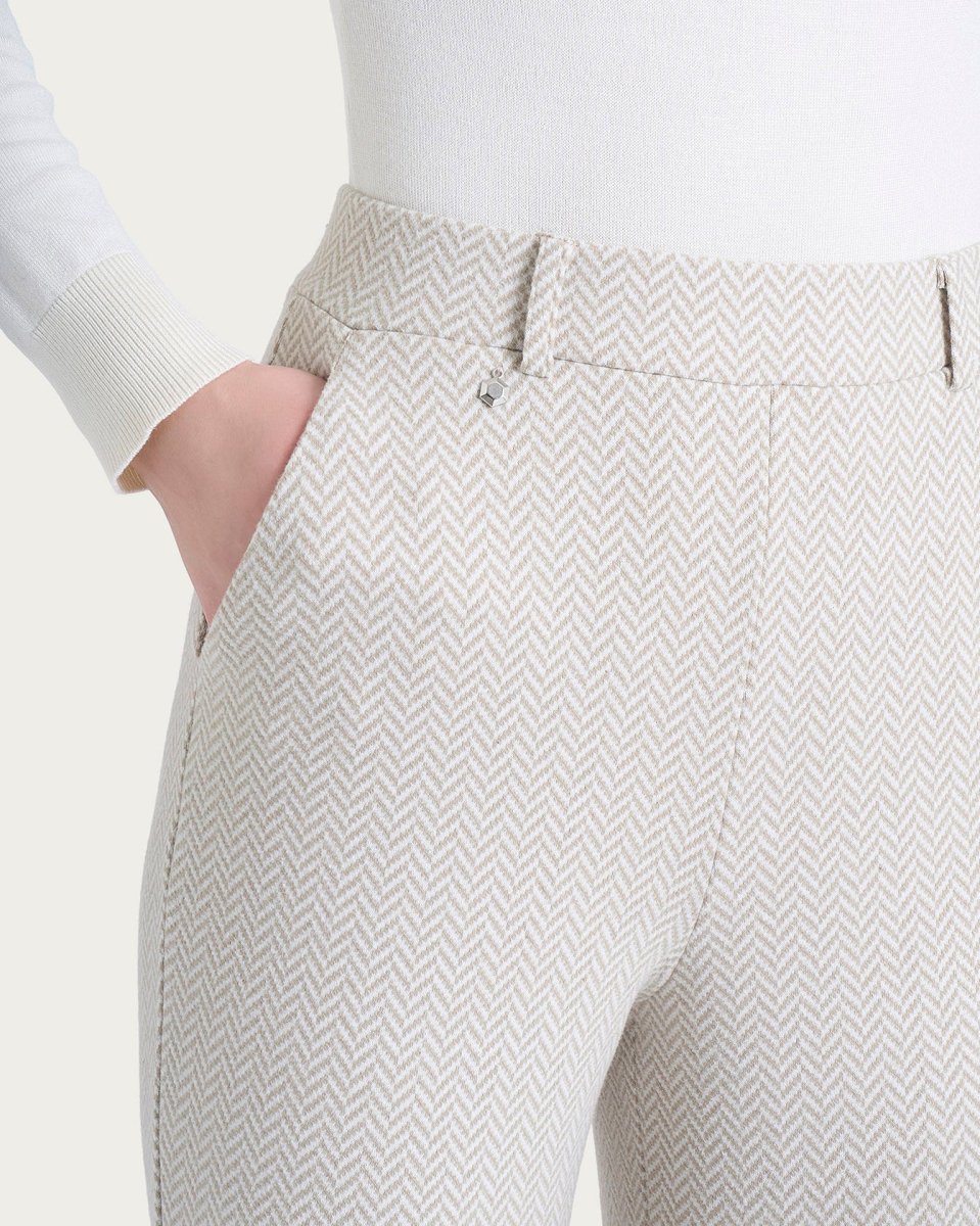Pantalone in fantasia ampio con tasche in Eco Jacquard - Fant.Avorio - immagine 4