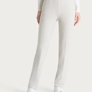 Pantalone in fantasia dritto con tasche in Eco Jacquard  - Fant.Avorio
