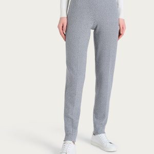 Pantalone in fantasia a sigaretta con spacchetti in Eco Jacquard - Fant.Grigio Mel.