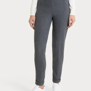 Pantalone in fantasia a sigaretta con spacchetti in Eco Jacquard - Fant.Oscuro Mel