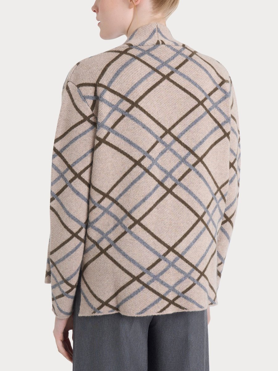 Cardigan aperto con fantasia check in Natural Soft - Fant.Zenzero Mel. - immagine 3