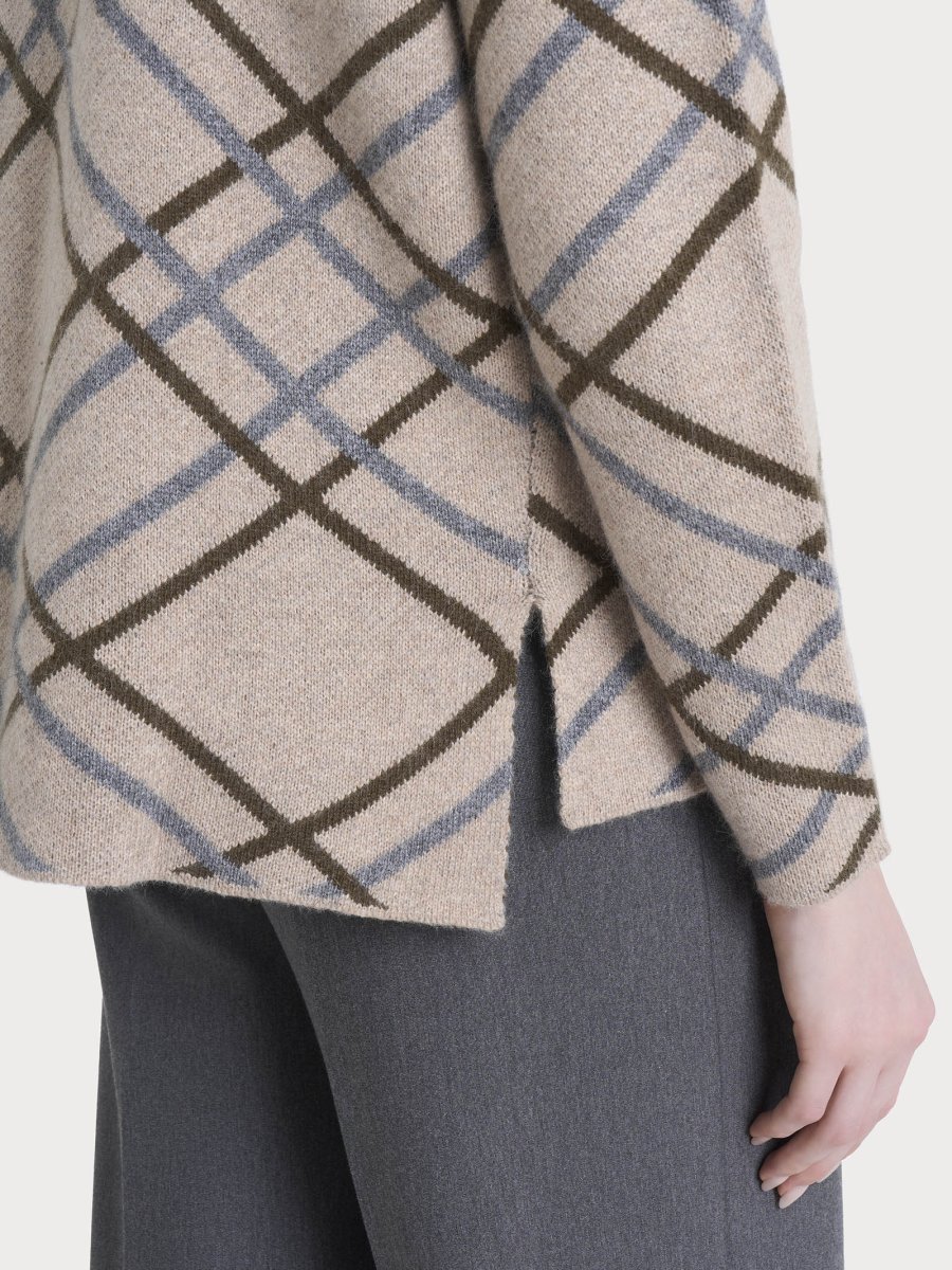 Cardigan aperto con fantasia check in Natural Soft - Fant.Zenzero Mel. - immagine 4