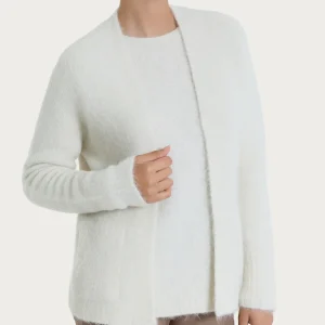 Cardigan aperto in Misto Alpaca - Avorio