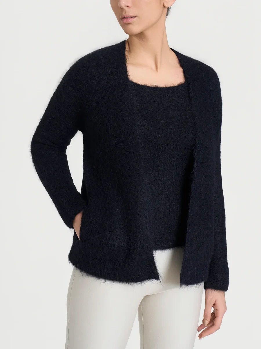 Cardigan aperto in Misto Alpaca - Nero - immagine 2