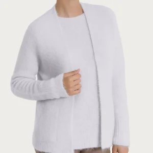 Cardigan aperto in Misto Alpaca - Grigio Perla