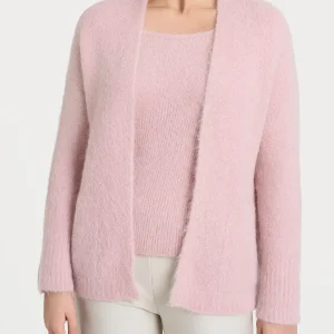 Cardigan aperto in Misto Alpaca - Cameo Rose