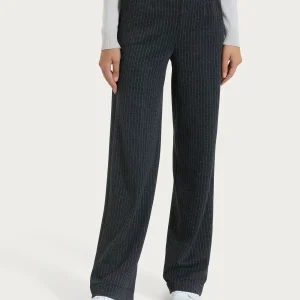 Pantalone gessato ampio con tasche in Eco Jacquard - Fant.Oscuro Mel