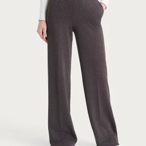 Pantalone gessato ampio con tasche in Eco Jacquard - Fant. Chocolate Torte Mel.