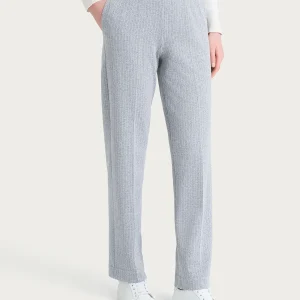 Pantalone gessato dritto con tasche in Eco Jacquard - Fant.Grigio Mel.