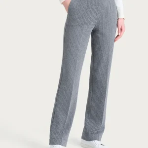 Pantalone gessato dritto con tasche in Eco Jacquard - Fant.Ardesia Mel.