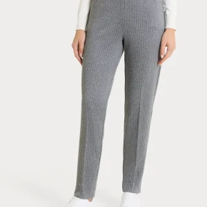 Pantalone gessato a sigaretta con spacchetti in Eco Jacquard - Fant.Ardesia Mel.