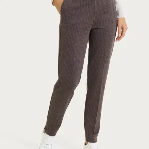 Pantalone gessato a sigaretta con spacchetti in Eco Jacquard - Fant. Chocolate Torte Mel.