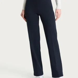 Pantalone ampio con tasche e micro check in Eco Jacquard - Fant.Bleu