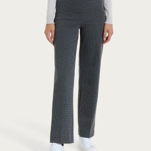 Pantalone ampio con tasche e micro check in Eco Jacquard - Fant.Ardesia Mel.