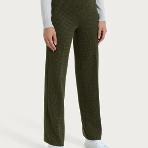 Pantalone ampio con tasche e micro check in Eco Jacquard - Fant. Dark Olive