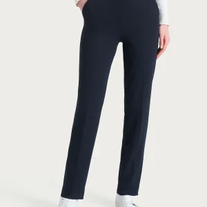 Pantalone dritto con tasche e micro check in Eco Jacquard  - Fant.Bleu