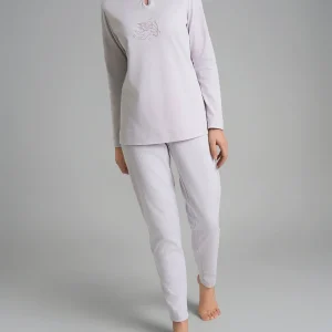 Pigiama con scollo a goccia e dettaglio in Interlock di cotone 56-60 - Fant. Lavender Blue