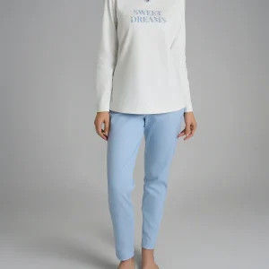 Pigiama con scollo a goccia e dettaglio in Interlock di cotone 56-60 - Fant. Eventide Spina di Pesce