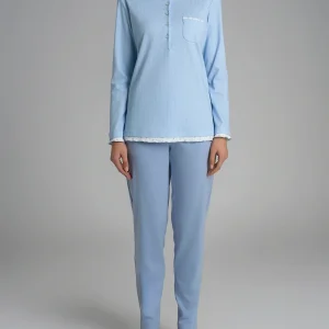 Pigiama a serafino con colletto in Interlock di cotone - Fant. Eventide Spina di Pesce