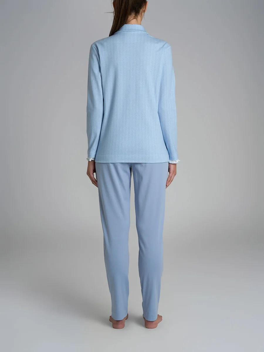 Pigiama a serafino con colletto in Interlock di cotone - Fant. Eventide Spina di Pesce - immagine 3