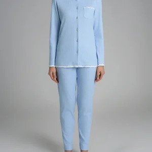 Pigiama aperto con colletto in Interlock di cotone - Fant. Eventide Spina di Pesce