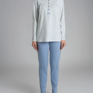 Pigiama a serafino con pieghe in Interlock di cotone 56-60 - Fant. Eventide