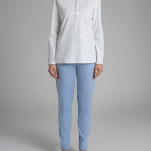 Pigiama a serafino con dettagli in Interlock di cotone 56-60 - Fant. Eventide