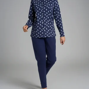 Pigiama aperto con dettagli in Interlock di cotone 40-54 - Fant. Naval Academy Fiore