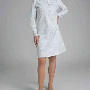 Camicia da notte con dettagli in Interlock di cotone 40-54 - Fant. Eventide