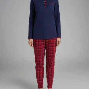 Pigiama a serafino con rouches in Interlock di cotone - Fant. Scarlet Smile