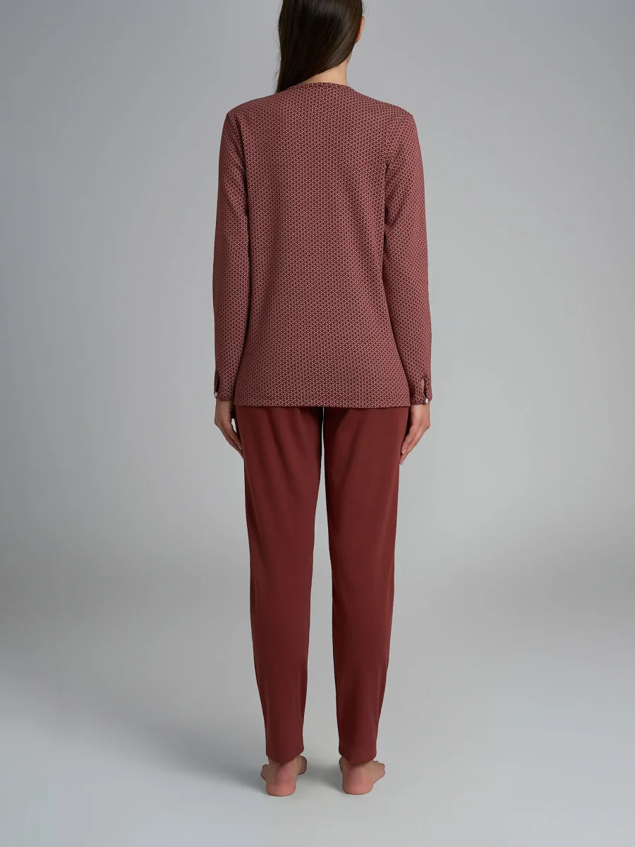 Pigiama a serafino con pizzo in Interlock di cotone 40-54 - Fant. Henna Micro Cravatier - immagine 3