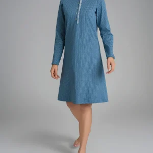 Camicia da notte con pizzo in Interlock di cotone 40-54 - Fant. Real Teal Micro Cravatier