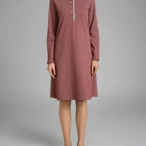 Camicia da notte con pizzo in Interlock di cotone 40-54 - Fant. Henna Micro Cravatier