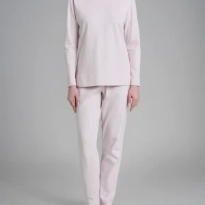 Pigiama con scollo a V in tinta unita in Interlock di cotone - Orchid Ice