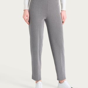 Pantalone a carota con fantasia a spina di pesce in Eco Jacquard - Fant. Chocolate Torte Mel.