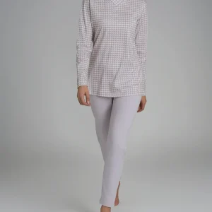 Pigiama con scollo a V in Interlock di cotone  - Fant. Lavender Blue Crocette