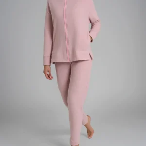 Pigiama con zip in tinta unita in Cotton Eco Pile - Zephyr