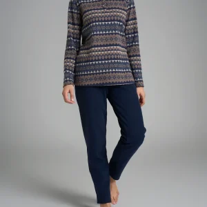 Pigiama serafino con fantasia in Cotton Eco Pile - Fant.Tenebre