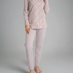 Pigiama serafino con fantasia in Cotton Eco Pile - Fant.Mirtillo