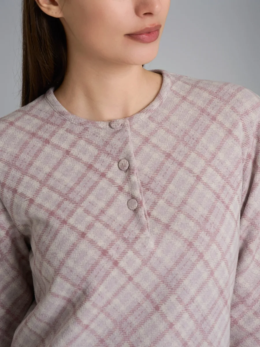 Pigiama serafino con fantasia in Cotton Eco Pile - Fant.Mirtillo - immagine 4