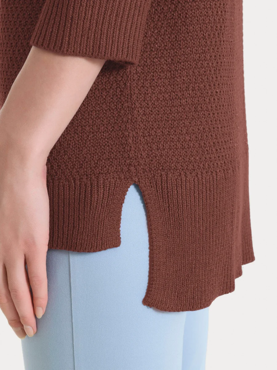 Cardigan aperto in Lurex Rice Stitch - Cappuccino - immagine 5