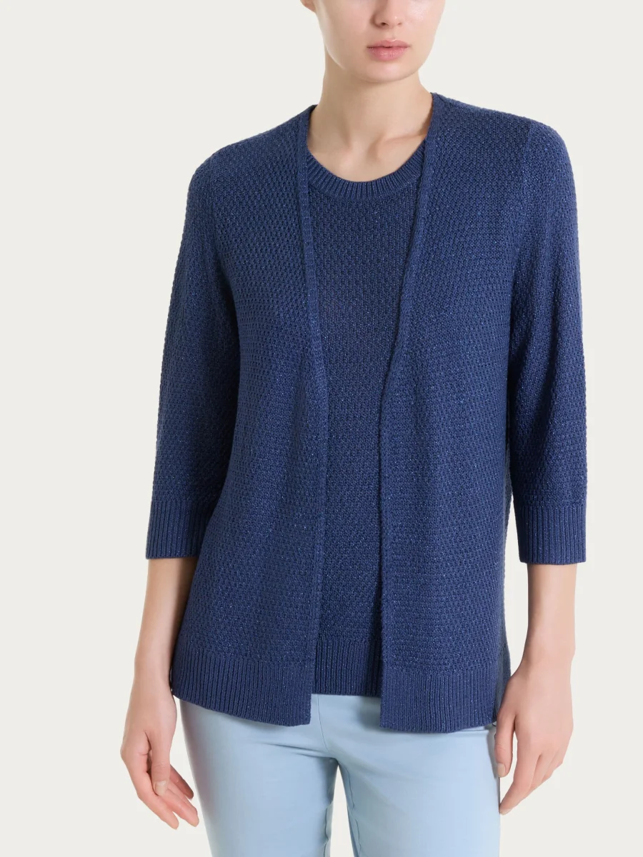 Cardigan aperto in Lurex Rice Stitch - Oceana